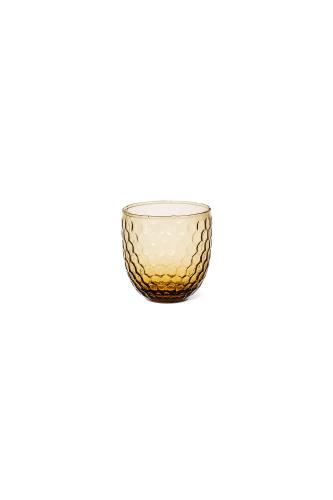 Coincasa γυάλινο ποτήρι με ανάγλυφο σχέδιο κυψέλης 9 x 8,5 cm - 007240410 Κίτρινο Ανοιχτό
